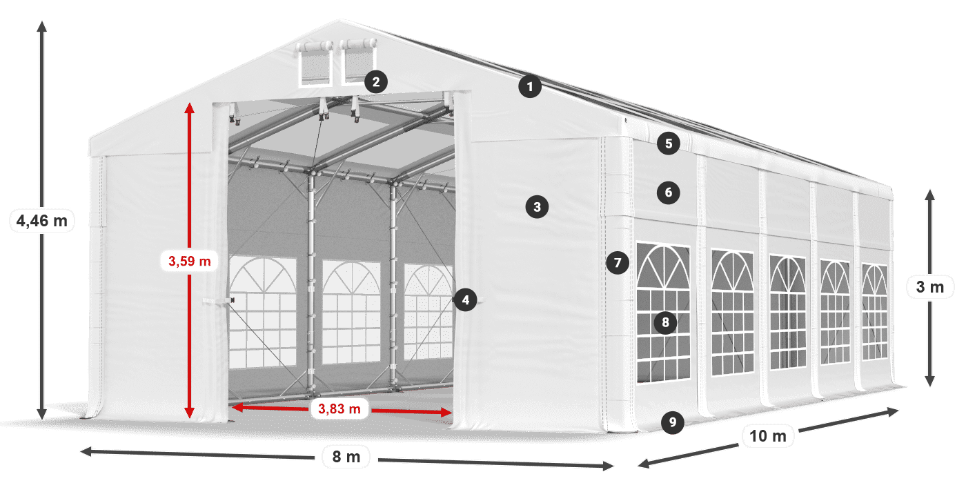 Střecha: MS T 580 PVC Stěny: SD I 500 PVC 3m legenda