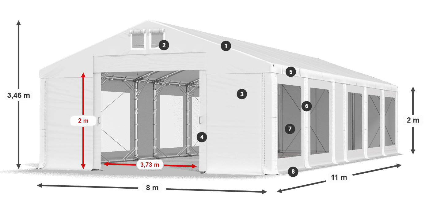 Střecha: MS 580 PVC Stěny: MS 580 PVC 2m legenda