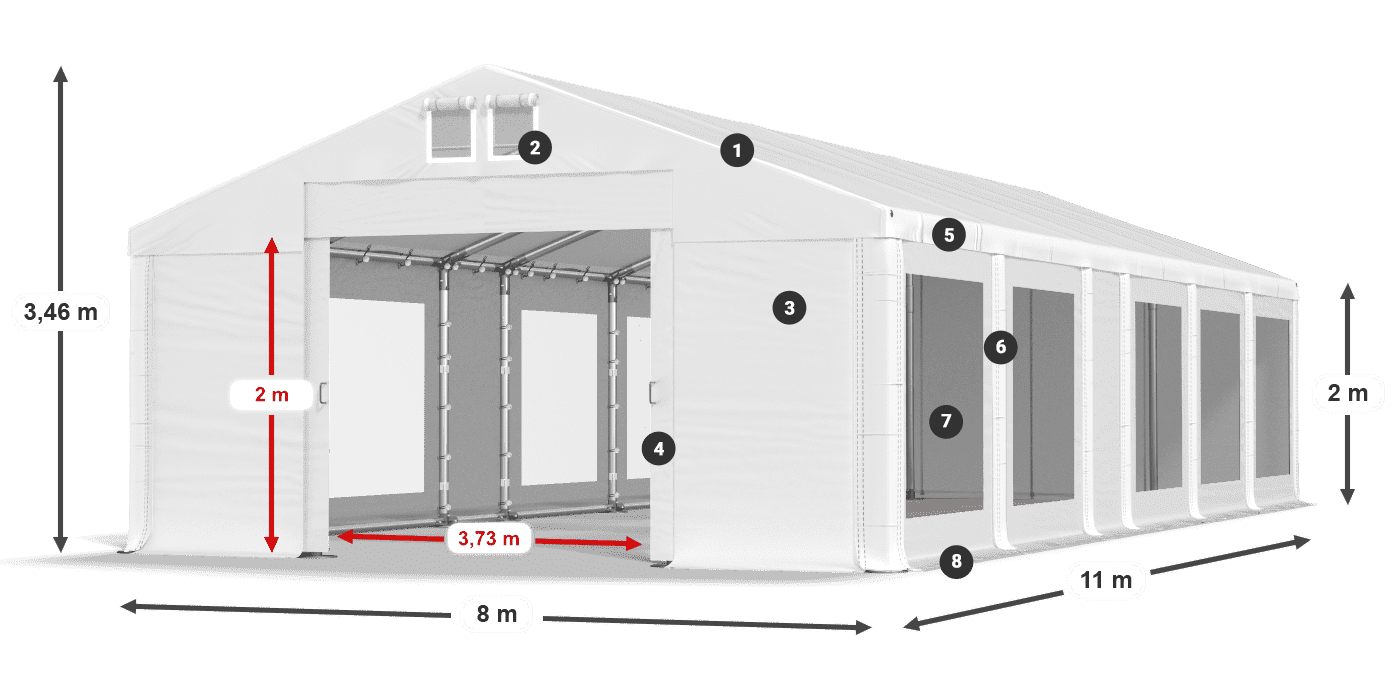 Střecha: MS 580 PVC Stěny: MS 580 PVC 2m legenda