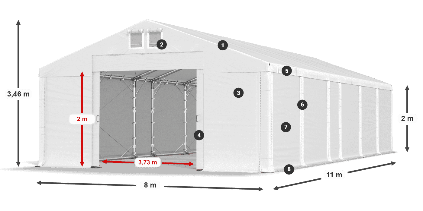 Střecha: MS 580 PVC Stěny: SD 500 PVC 2m legenda