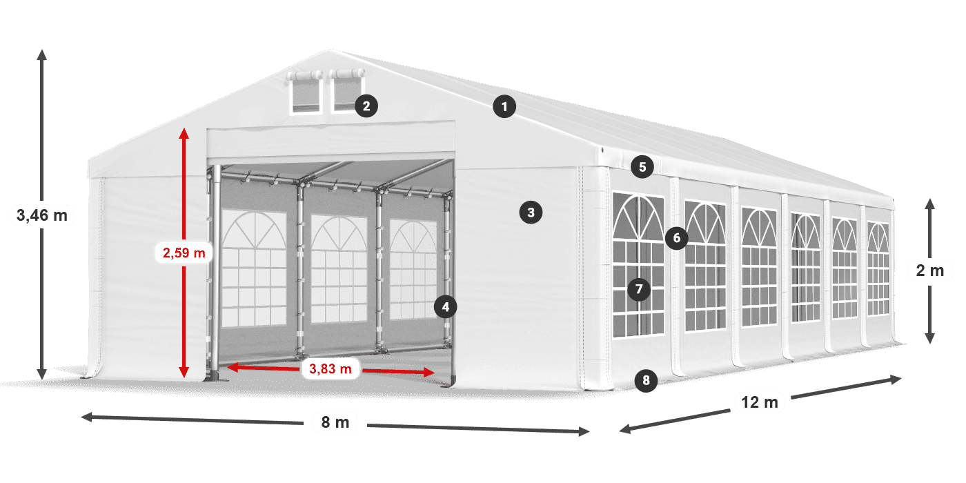 Střecha: FR 620 PVC Stěny: SD 500 PVC 2m legenda