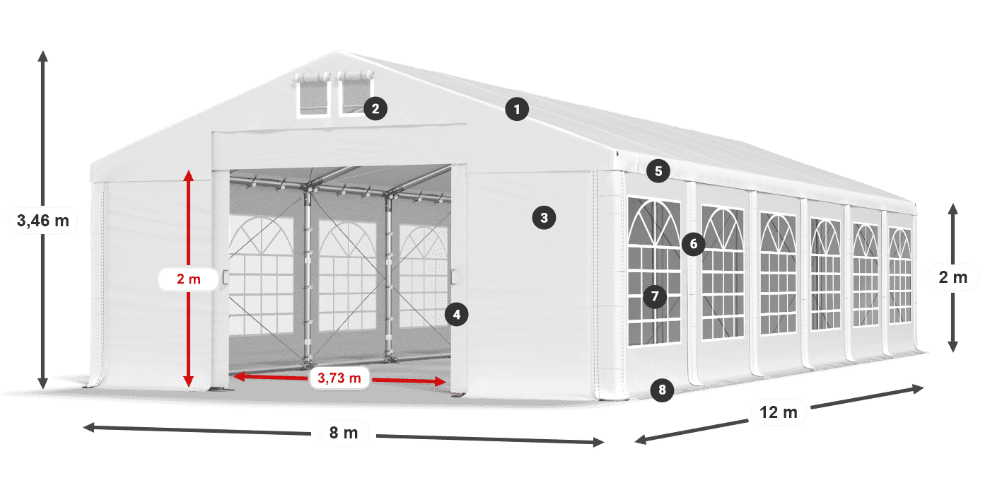 Střecha: FR 620 PVC Stěny: SD 500 PVC 2m legenda