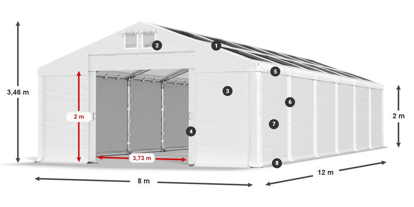 Střecha: MS T 580 PVC Stěny: FR 620 PVC 2m legenda
