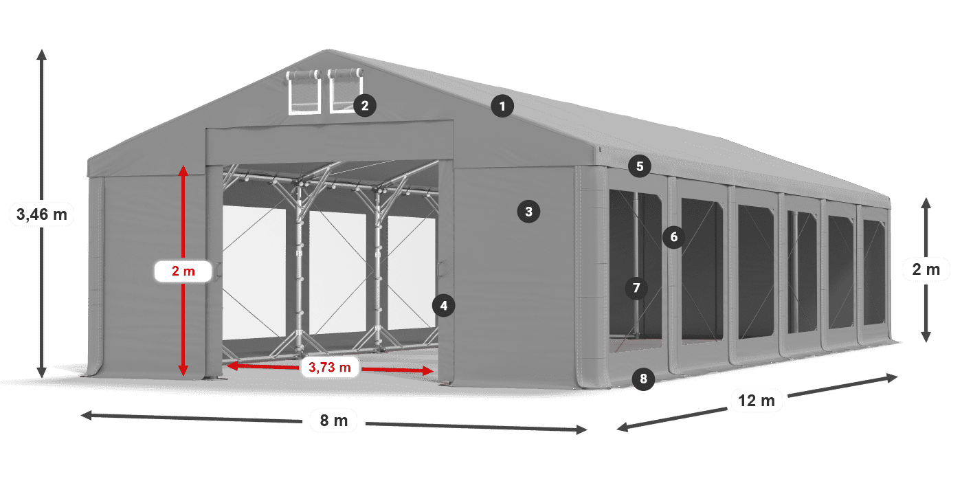 Střecha: MS 580 PVC Stěny: MS 580 PVC 2m legenda