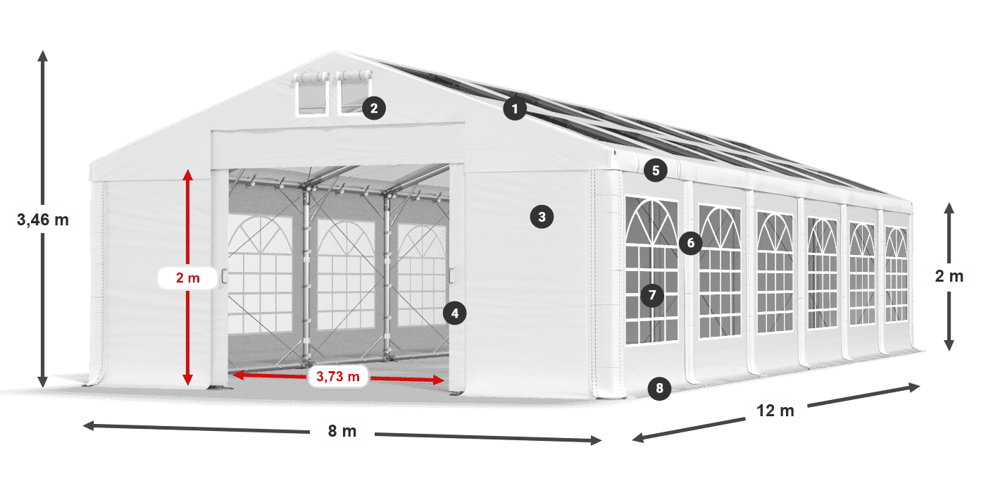 Střecha: MS 580 PVC Stěny: SD 500 PVC 2m legenda