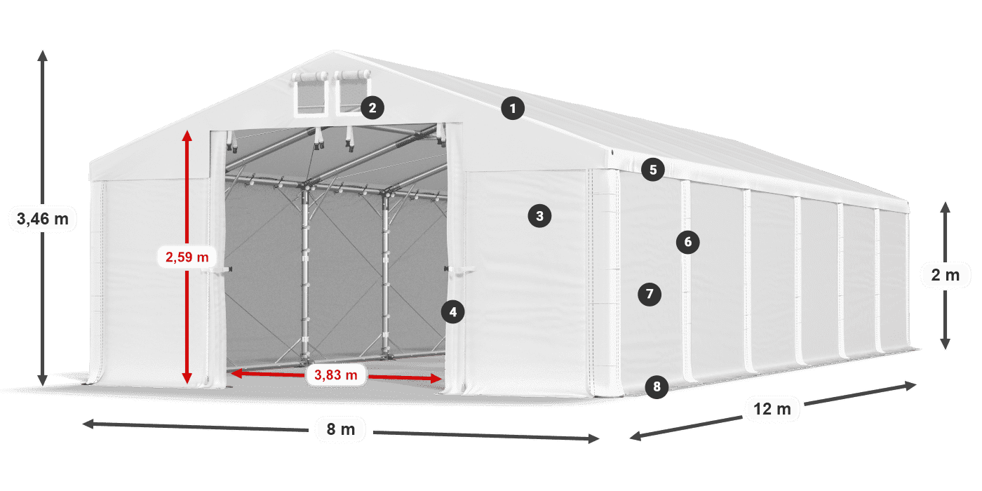 Střecha: SD 560 PVC Stěny: MS 580 PVC legenda 2m