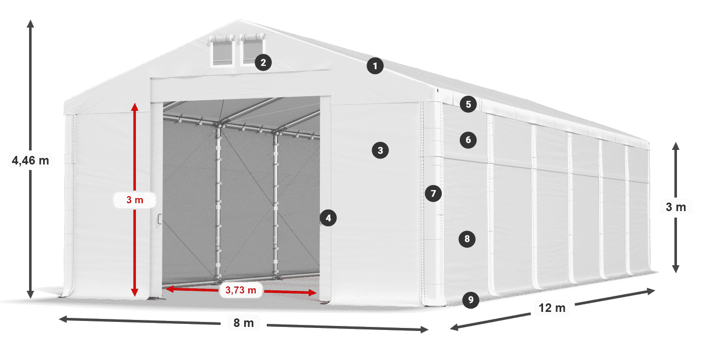 Střecha: MS 580 PVC Stěny: SD 500 PVC 3m legenda