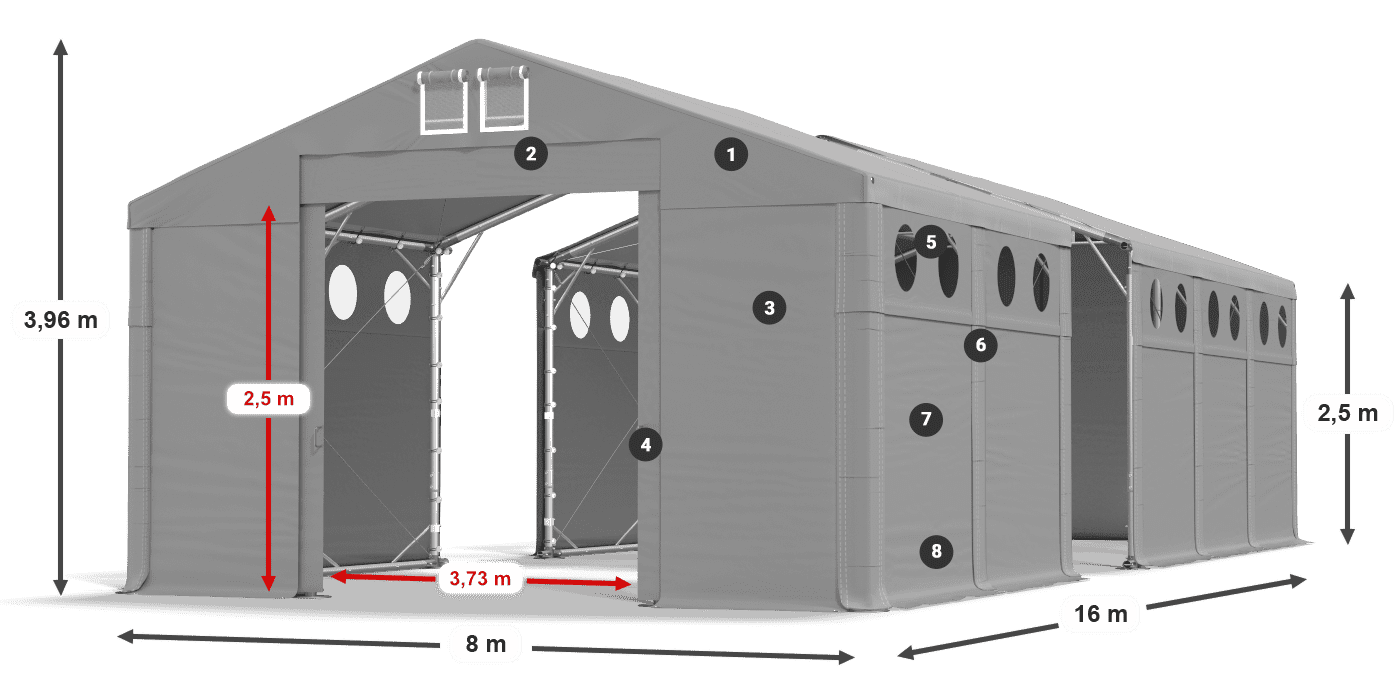 Střecha: SD 560 PVC Stěny: FR O 620 PVC legenda 2,5m