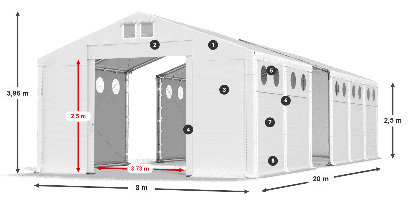 Střecha: MS 580 PVC Stěny: SD O 500 PVC 2,5 m legenda