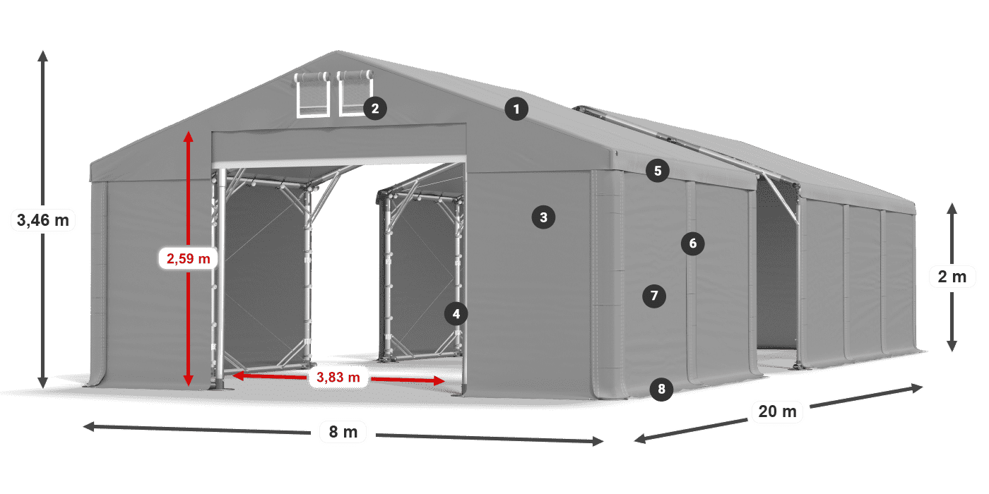 Střecha: SD 560 PVC Stěny: MS 580 PVC legenda 2m