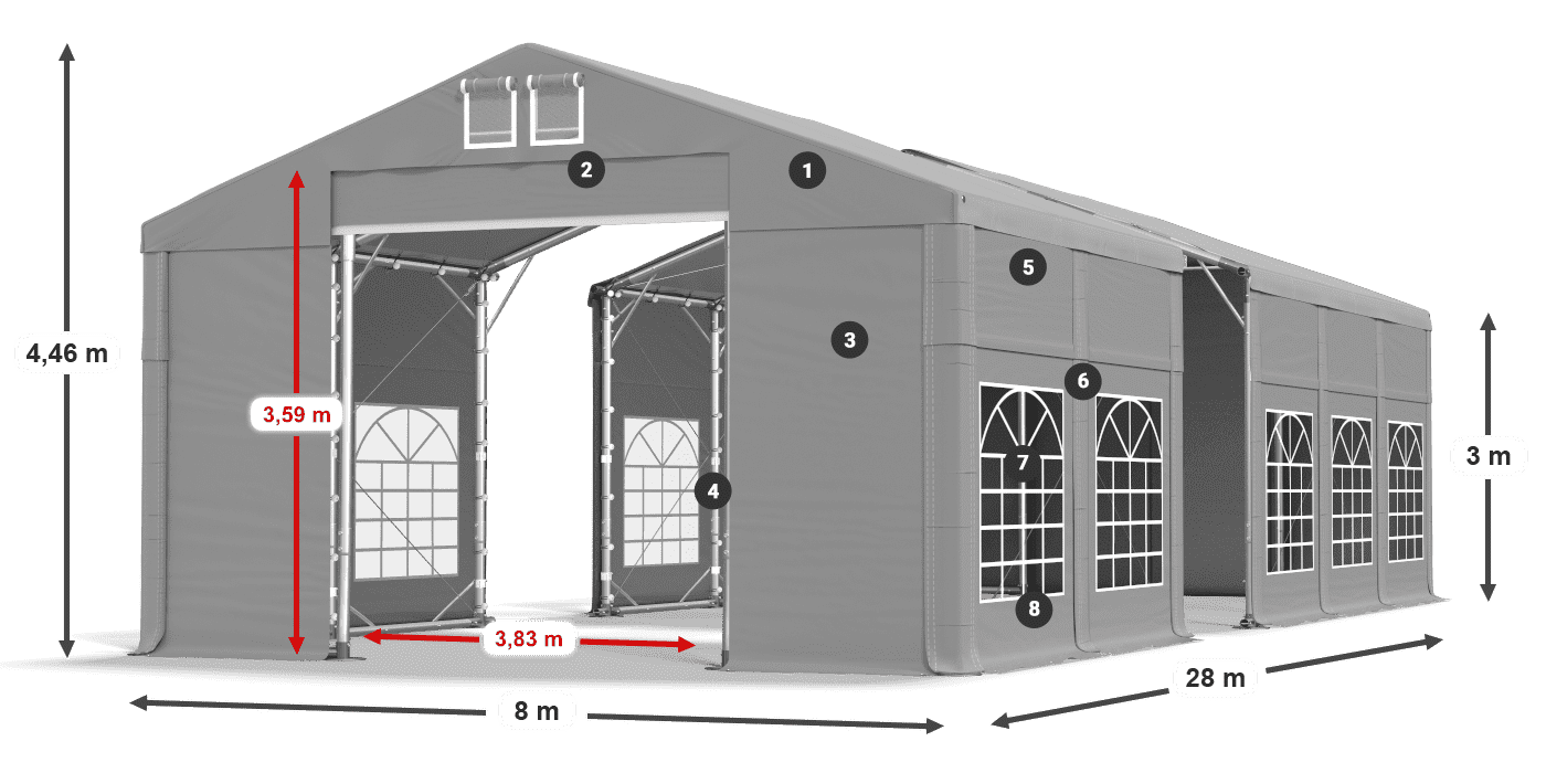 Střecha: FR 620 PVC Stěny: SD 500 PVC 3m legenda