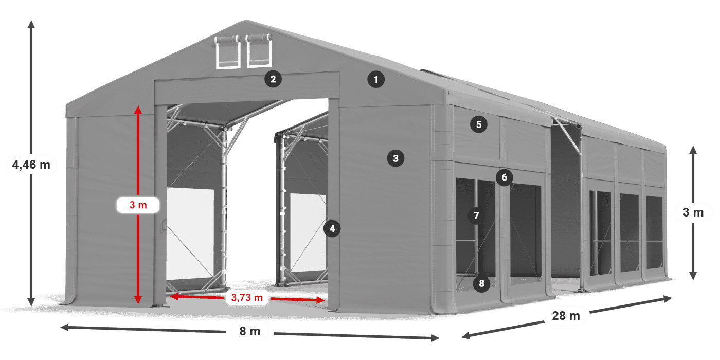 Střecha: MS 580 PVC Stěny: MS 580 PVC 3m legenda