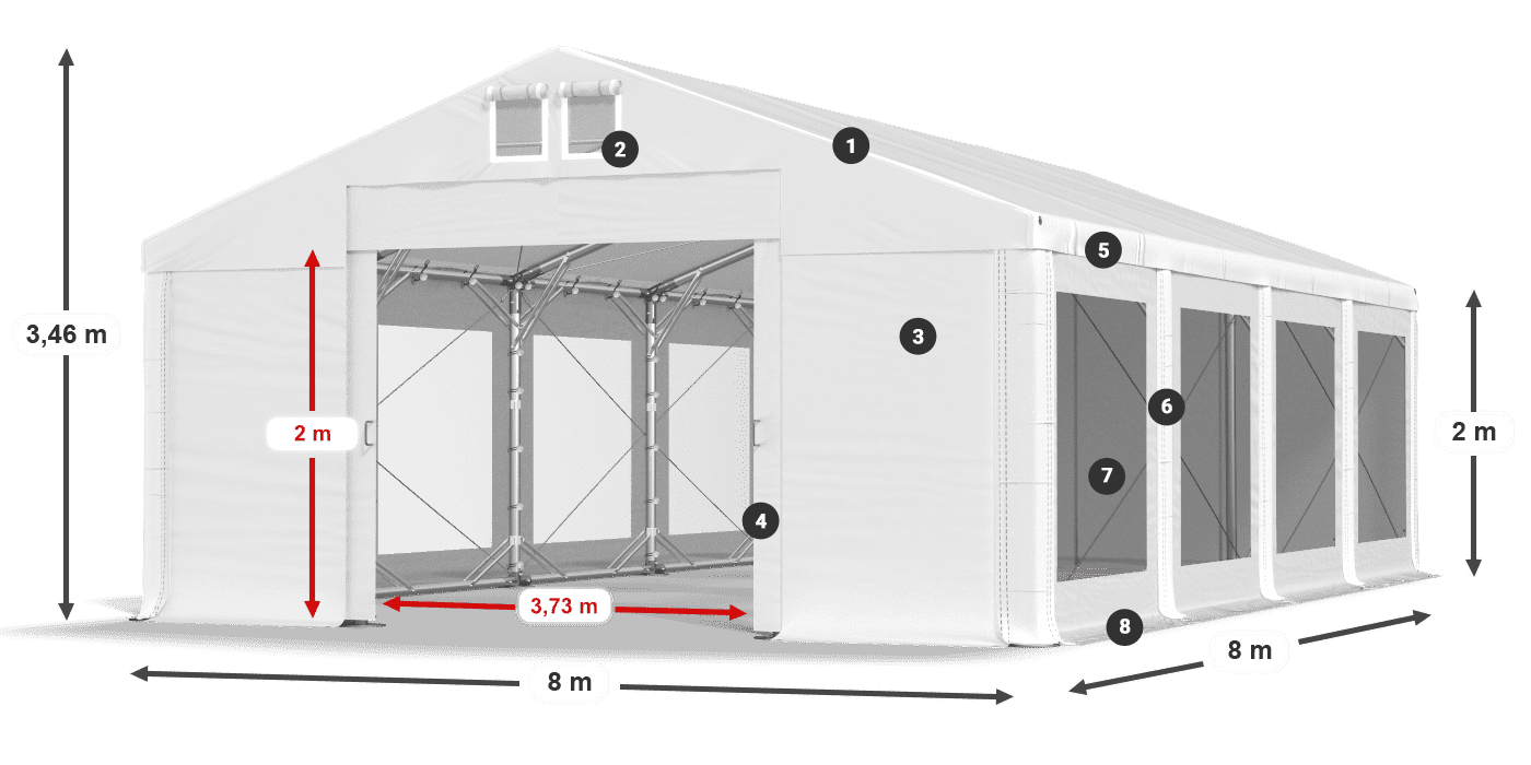 Střecha: MS 580 PVC Stěny: MS 580 PVC 2m legenda