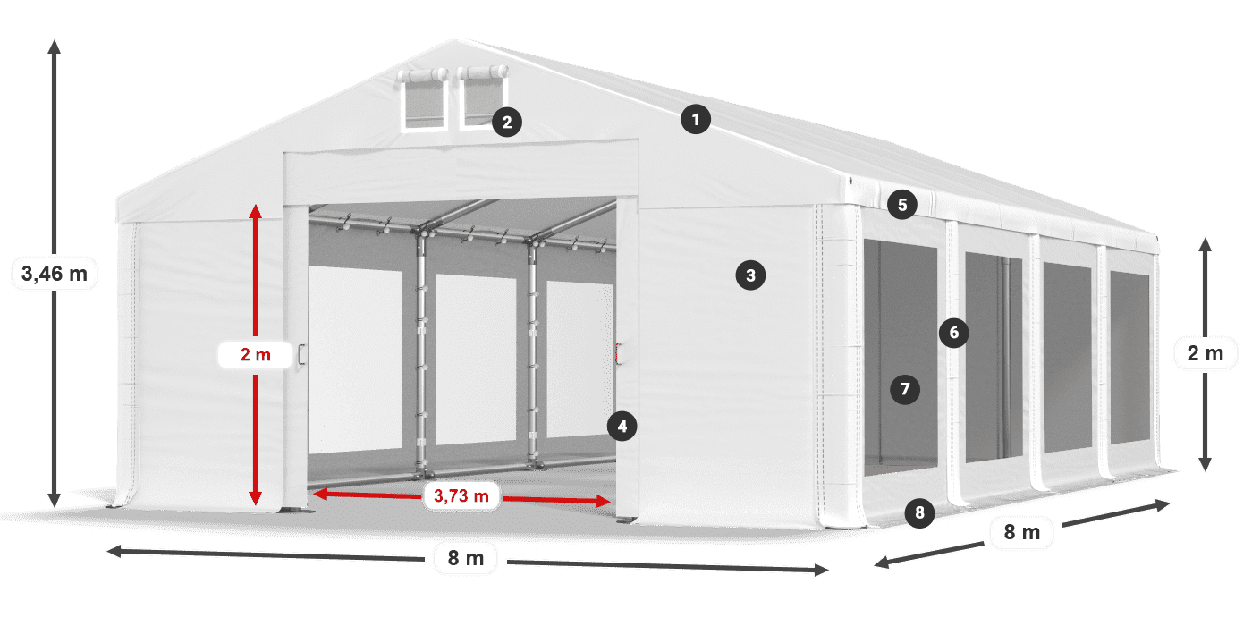 Střecha: MS 580 PVC Stěny: MS 580 PVC 2m legenda
