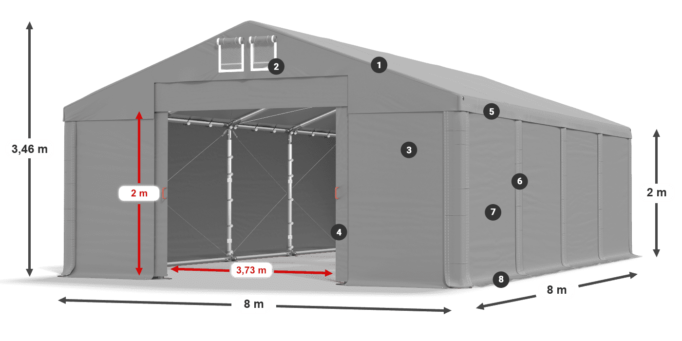 Střecha: SD 560 PVC Stěny: MS 580 PVC legenda 2m